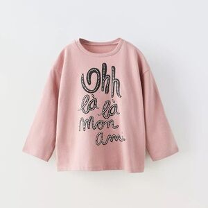 Zara Kids Long Sleeve Tee in Dusty Pink